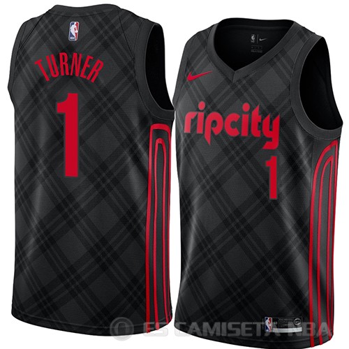 Camiseta Evan Turner #1 Portland Trail Blazers Ciudad 2018 Negro - Haga un click en la imagen para cerrar